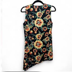 DR2 Navy and Coral Floral Blouse - Small